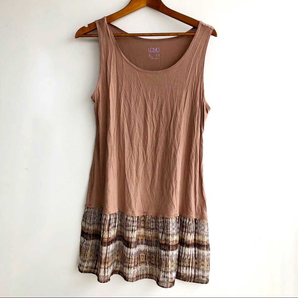 Lori Goldstein Brown Ruffle Layer Tank Top